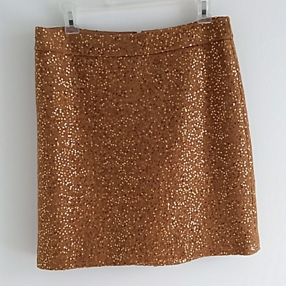 LOFT Dresses & Skirts - Ann Taylor Loft Camel w/ Gold Sequins Wool Skirt